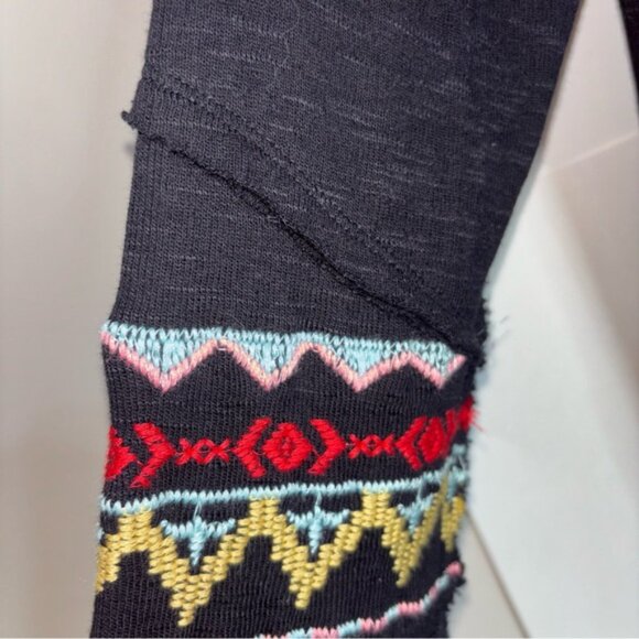 CAITE Embroidered Black Open Front Cardigan with Hood Boho Festival Style, Small - Picture 9 of 14